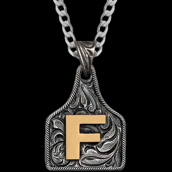 Medium Initial Cow Tag Necklace 